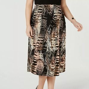 14# Alfani Plus Pull-On Printed Pleated Midi